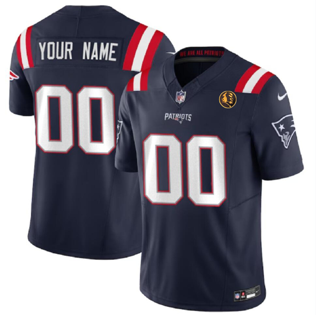 Men's New England Patriots Active Player Custom Navy 2023 F.U.S.E. With John Madden Patch Vapor Limited Football Stitched Jersey - Click Image to Close